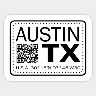 New Vintage Travel Location Qr Austin TX Sticker